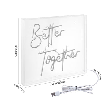 Better Together Contemporary Glam Acrylic Box USB Operated LED Neon Light - JONATHAN Y